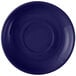 A cobalt blue Tuxton saucer with a circular ring.