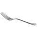 A Libbey stainless steel dessert fork with a silver handle.