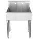 A stainless steel Advance Tabco utility sink with legs.