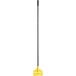 A yellow and silver Rubbermaid mop handle with a side gate style.