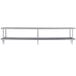 A long silver Regency pass-through metal shelf with two shelves on it.