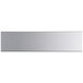 A close-up of a stainless steel pass-through shelf with an overshelf.