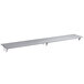 A Regency stainless steel wall mount shelf with metal legs.