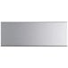 A silver rectangular stainless steel shelf with a silver surface.