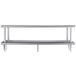 A silver Regency stainless steel wall mount shelf with two shelves.