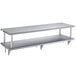 A silver Regency stainless steel wall mount shelf with two shelves.