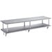 A long metal Regency wall mount shelf with two shelves.