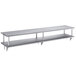 A silver metal wall mount shelf with two shelves on it.