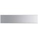 A rectangular silver stainless steel pass-through shelf with an overshelf.