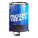 A blue and white Galaxy BMF3-FT wrapped barrel merchandiser freezer.