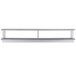 A long metal Regency wall mount shelf with a long metal railing above it.