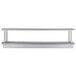 A Regency silver stainless steel pass-through shelf with metal railings and two shelves.