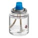 A clear liquid candle fuel cartridge with a blue cap and visible wick, intended for commercial use.