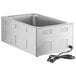 A rectangular silver Galaxy countertop food warmer with a black cord.