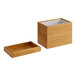 A wooden rectangular bamboo box with a lid.