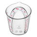 An OXO clear measuring cup with red measurement scale.