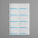 a white sheet of paper with blue and white writing