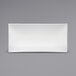 A white rectangular porcelain sushi platter with a black border.