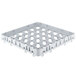 A white plastic container with holes for 36 half drop glass racks.