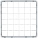 A white square grid with black holes.