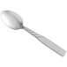 A silver World Tableware dessert spoon with a twist design.