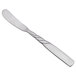 A World Tableware Collingwood stainless steel butter spreader with a twist design on the handle.