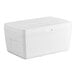A large white foam cooler with a fitted lid.
