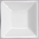A bright white square porcelain bowl with a white rim.