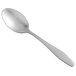 A Libbey stainless steel demitasse spoon with a silver handle.