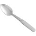 A World Tableware stainless steel demitasse spoon with a twist handle.