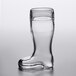 a glass boot with a metal top