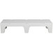 A white plastic Cambro bow tie dunnage rack with a solid top.