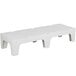 A white plastic Cambro bow tie dunnage rack with legs.