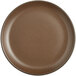 An Acopa Embers hickory brown matte coupe stoneware plate.