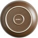 a brown bowl with white trim