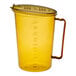 A yellow Cambro measuring cup with a handle.