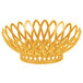 A yellow plastic oval fast food basket with a spiral design.
