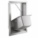 A stainless steel Lavex hand dryer with a chain attached to it.
