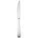 An Oneida New Rim stainless steel steak knife with a black handle.