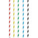 EcoChoice assorted stripe paper cake pop sticks with multicolored stripes.