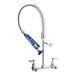 A blue and silver Waterloo low profile pre-rinse faucet with a hose.