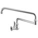 A silver Waterloo wall-mounted pot and kettle filler faucet with a double-jointed swing spout.