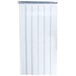 A white curtain with blue polar reinforcement stripes.
