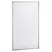 A white rectangular Bobrick wall-mounted mirror with a stainless steel frame.