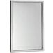 A white rectangular mirror with a stainless steel frame.