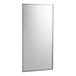 A rectangular mirror with a silver frame.