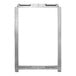 A close-up of a Bobrick stainless steel wall-mounted mirror frame.
