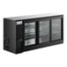 An Avantco black back bar refrigerator with glass doors.