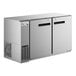 An Avantco stainless steel back bar refrigerator with two doors.