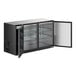 An Avantco black back bar refrigerator with narrow solid doors.